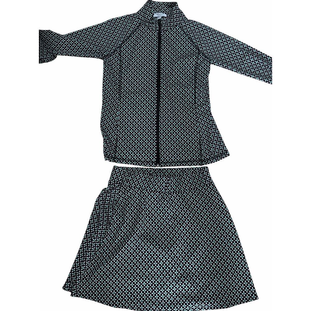Talbots full-zip jacket with  sleeves, pull-on skort set. Golf, activewear. - Picture 3 of 12